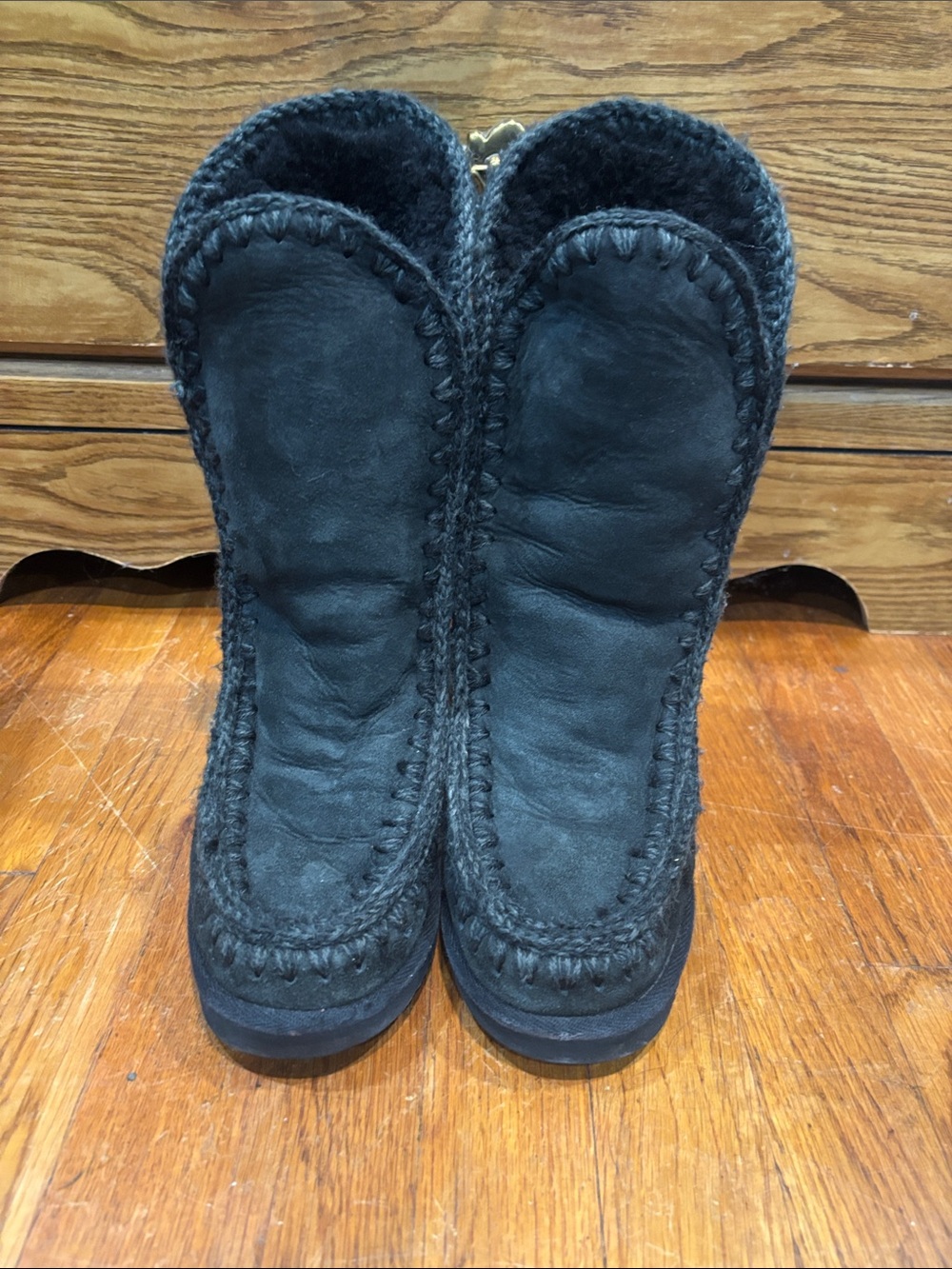 Mou Women's Black Suede Moccasin Boots